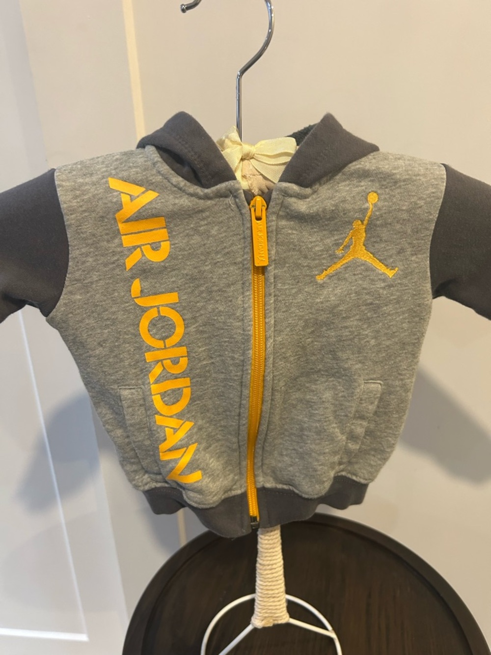 Jordan Kids Gray and Yellow Zip Hoodie